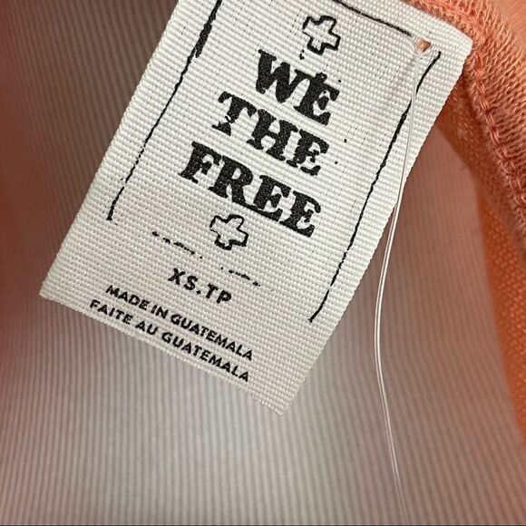 Free People We The Free Hoffman Crossover Faux Wrap Light Knit Top Melon XS NWT - Picture 8 of 9